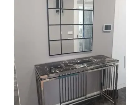 Mermer - Aynalı Metal Dresuar Takım